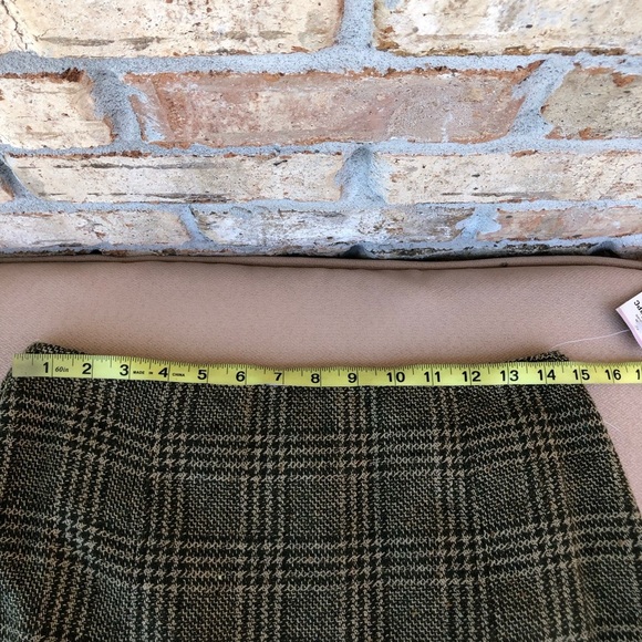 Jones New York 2PC Tan Green Tweed Plaid 3 Buttons Jacket Pleated Detail Skirt 6 - Picture 13 of 16